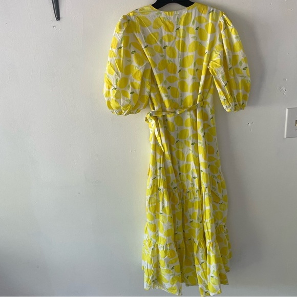 Anthropologie Hutch Lemon print V-Neck Tiered Wrap Midi Dress 37363 - Picture 3 of 16